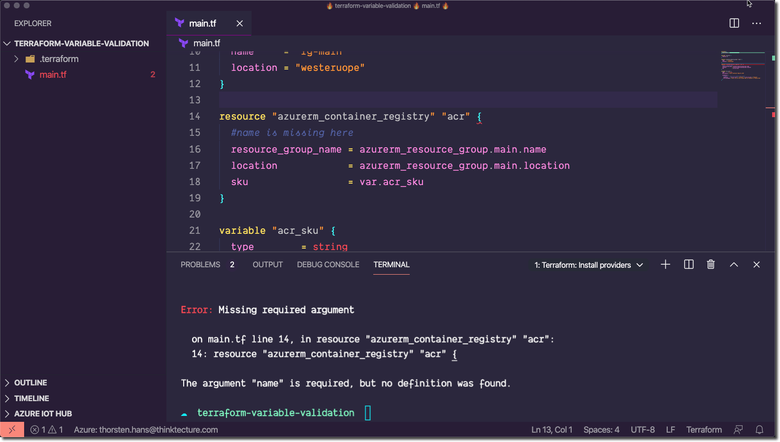 Terraform - Required property value is empty