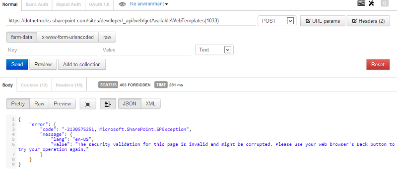 Bug verified in Postman